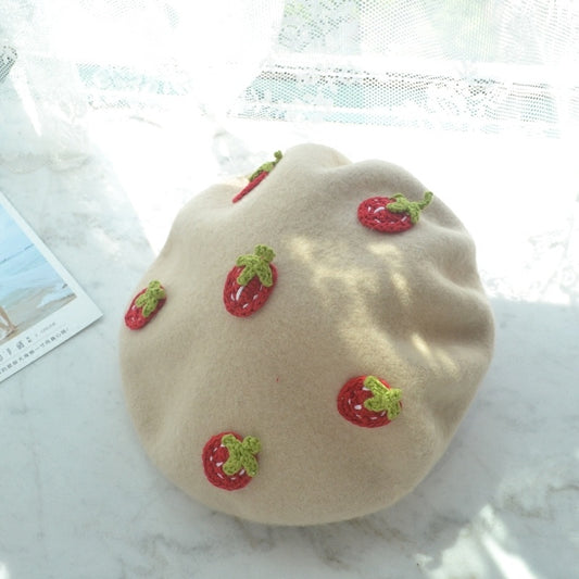 Korean Style Cute All-match Strawberry Beret Women