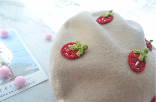 Korean Style Cute All-match Strawberry Beret Women