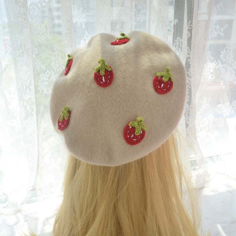 Korean Style Cute All-match Strawberry Beret Women
