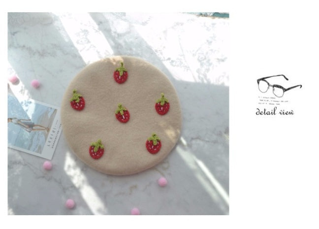 Korean Style Cute All-match Strawberry Beret Women
