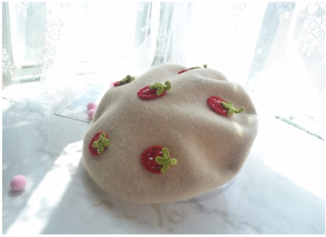 Korean Style Cute All-match Strawberry Beret Women
